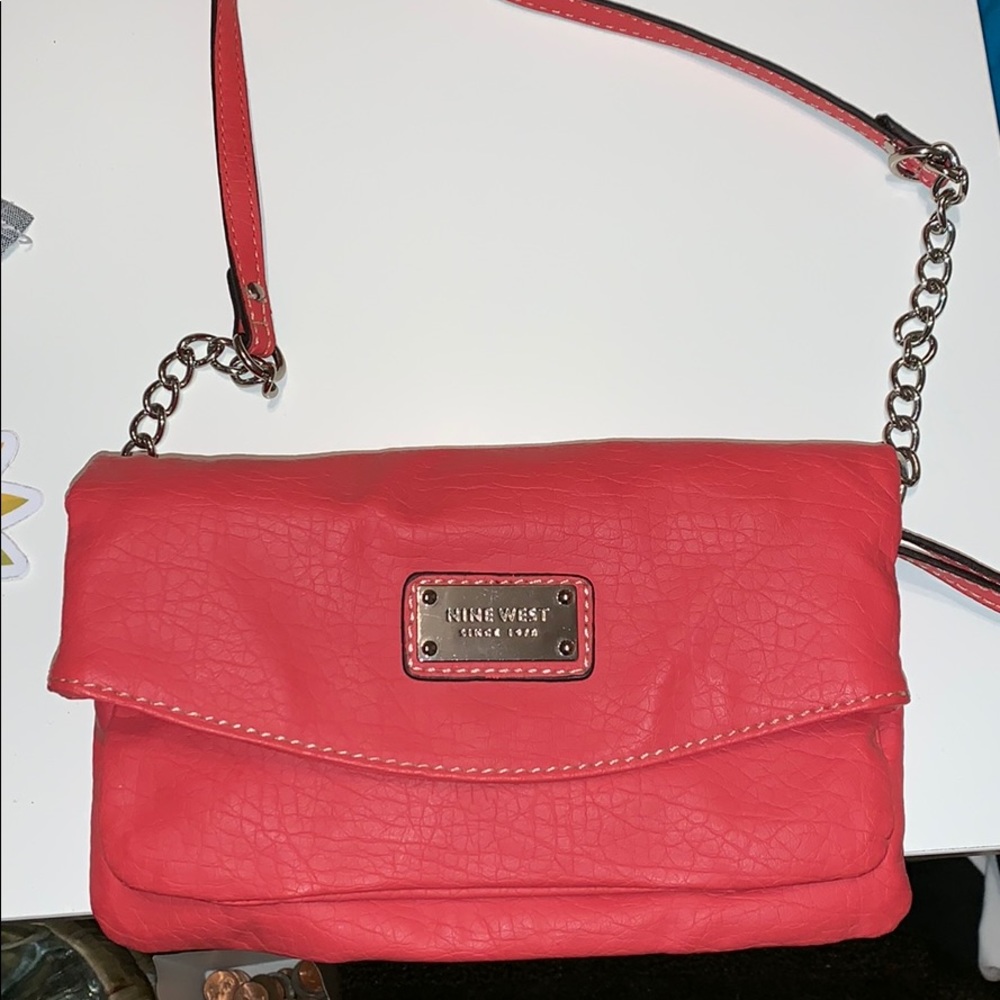 Salmon Red/Pink Nine West Shoulder Purse